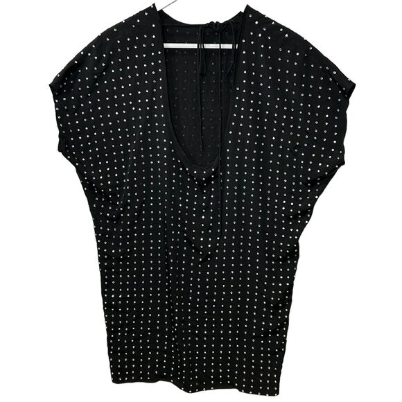 New Susana Monaco Embellished Rhinestone Scoop Back Dress Black Women Small NWOT - Picture 3 of 9